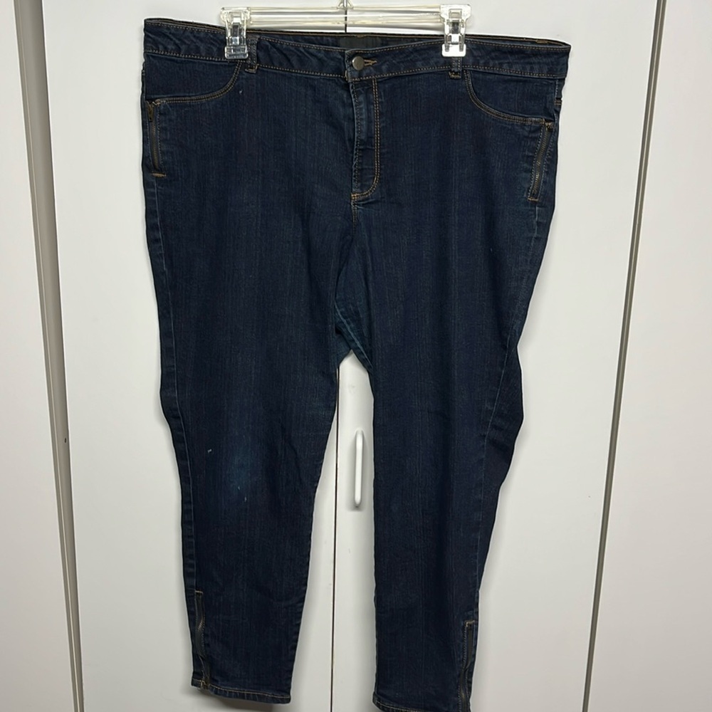 Attention Skinny Fit Stretch Jeans Women’s Size 18 High Rise Ankle Zip Dark Wash